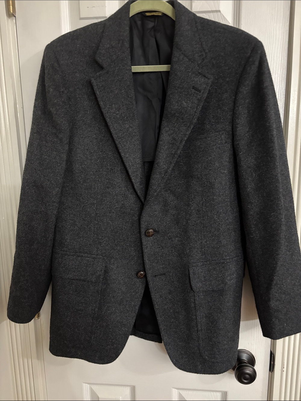 Men's Charcoal Gray Camel Hair Blazer - Classic Two-Button Sport Coat